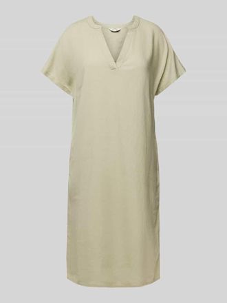 b.young B.Young Knielanges Tunikakleid aus Leinen-Viskose-Mix in Khaki, Gr&ouml;&szlig;e 36