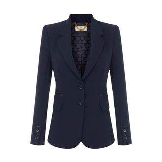 Elisabetta Franchi Blazer in Doppio Crepe Elasticizzato - - Jackets - Donna - Blu - L