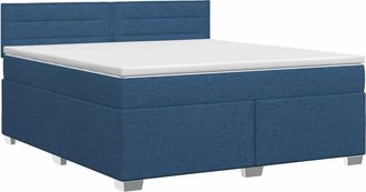 vidaXL Cama Box Spring Con Colch&oacute;n Con Cabecera Azul 140 X 200 Cm Tela Vidaxl