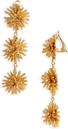 Karine Sultan Starburst Linear Drop Clip-On Earrings in Gold at Nordstrom