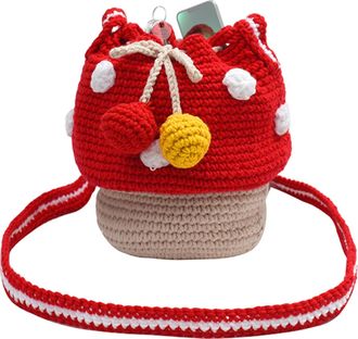 Generic Knitted Mushroom Purse - Handmade Yarn Handbag, Cute Crochet Wallet | Artisan Knit Fashion Accessory Carry Item, Decorative Shape Textile Storage Orga