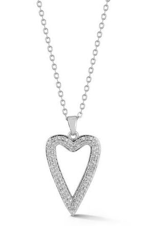 Glaze Jewelry Pav&eacute; Cubic Zirconia Heart Pendant Necklace in Silver at Nordstrom Rack