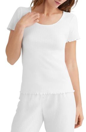 Tommy John Pointelle Rib Lounge T-Shirt in White at Nordstrom, Size Xx-Large