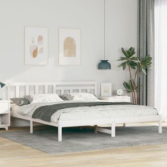 Berkfield Home with Headboard White 200 x 200 cm Solid pine wood