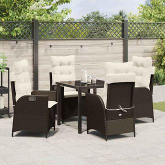 vidaXL Vidaxl - Conjunto De Comedor De Jard&iacute;n 5 Pcs Marr&oacute;n Rat&aacute;n Sint&eacute;tico
