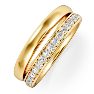 The Diamond Store Lab Diamond Double Band Stacking Curve Ring 0.26ct In 18k Gold Vermeil