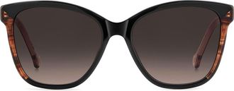 Carolina Herrera 56mm Gradient Butterfly Sunglasses in Black Pink/Brown at Nordstrom