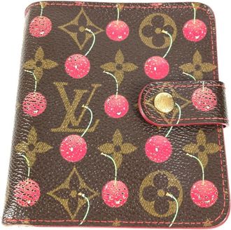 Louis Vuitton Brown Red Color Monogram Canvas Wallet (Bi-Fold) (Pre-Owned)