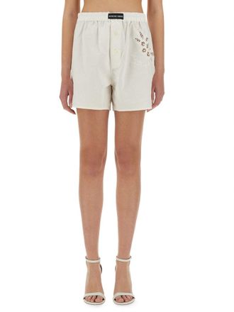 Marine Serre Upcycled Cotton Shorts - White
