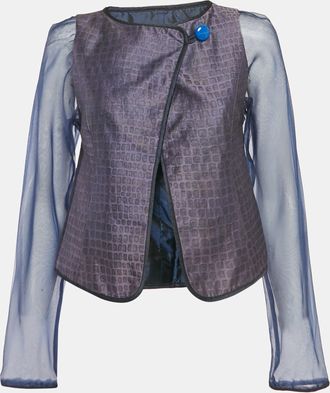 Giorgio Armani Purple/navy Blue Patterned Jacquard Jacket