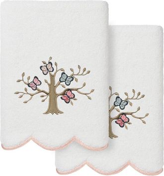Linum Home Textiles 100% Turkish Cotton Teresa Scallop 2Pc Embellished Hand Towel Set