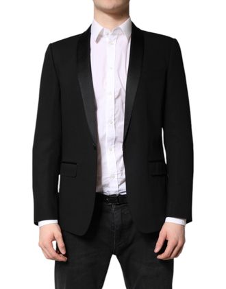 Dolce & Gabbana Black Single Breasted Men Coat MARTINI Mens Blazer