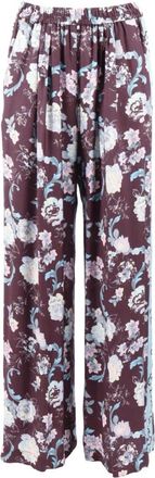 Forte_Forte Wide Trousers, female, Brown, Size: S Jacquard Trousers Peonia My Love