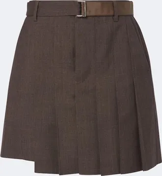 sacai Pleated asymmetric wool skort