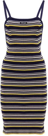 Miu Miu Gestreept Gebreide Jurk - Dames - Kleedjes - Blauw - M - Katoen - Kleedjes