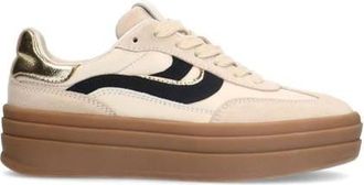 Manfield leren sneakers beige