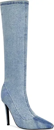 Azalea Wang Calana Denim Pointy Toe Boot at Nordstrom, Size 8.5