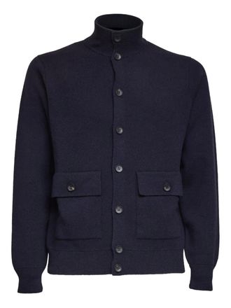 FILIPPO DE LAURENTIIS buttoned front-pocket sweater - Blue