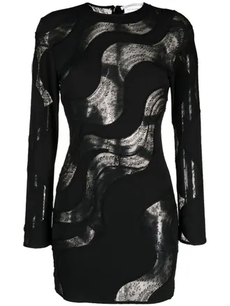 Stella McCartney Makenzie wave lace-insert dress - women - Acetate/Viscose/Elastane - 38 - Black