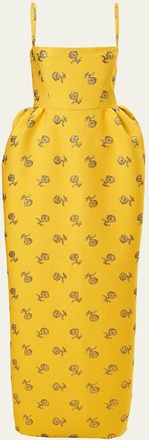 Carolina Herrera Metallic Floral Jacquard Sleeveless Bell Gown