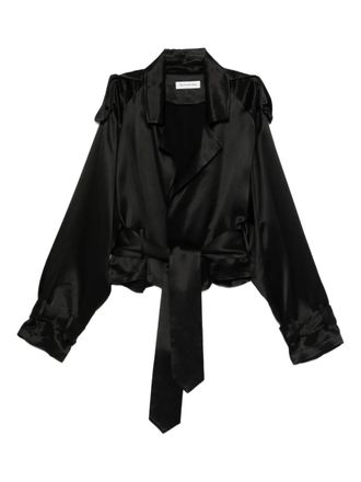 Frankie Shop Simona satin belted blouse - Black