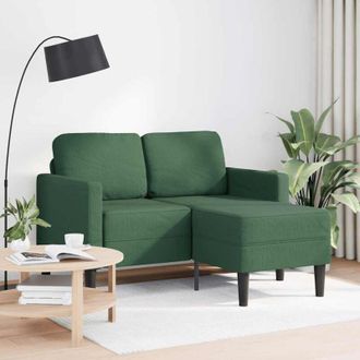 vidaXL Sof&aacute; De 2 Plazas Con Chaise Longue En Forma De L Verde Oscuro 125 Cm Vidaxl