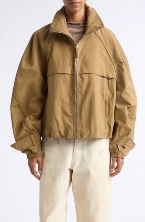 Acne Studios Odill Water Repellent Peached Nylon Jacket in Dark Khaki at Nordstrom, Size 36