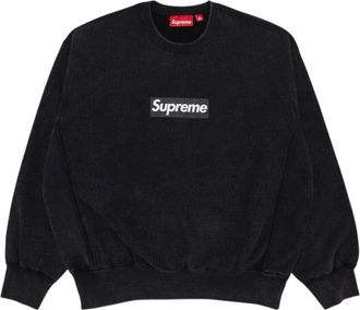 SUPREME Washed Box Logo Crewneck Black SS25SW2-BLACK