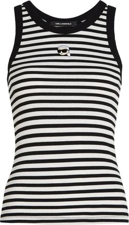 Karl Lagerfeld Canotta Ikon a coste - Bianco