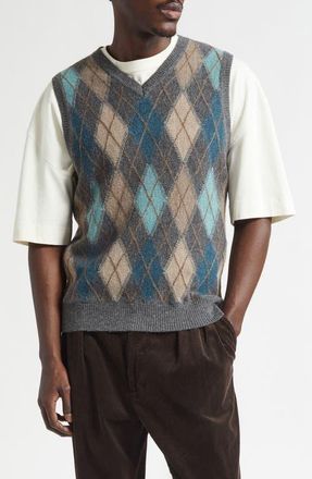 Beams Argyle Intarsia Alpaca Sweater Vest in Grey at Nordstrom, Size Medium