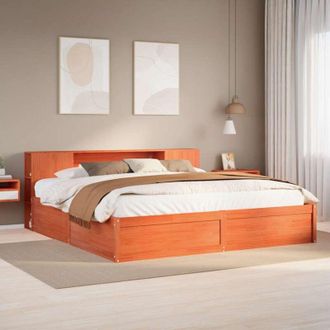 vidaXL Vidaxl - Cama Sin Colch&oacute;n Madera Maciza De Pino Marr&oacute;n Cera 180x200 Cm