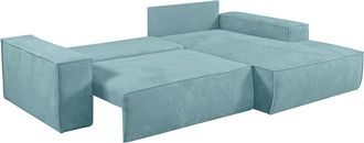 Vente-Unique Sof&aacute; rinconera de pana azul turquesa AMELIA - &Aacute;ngulo derecho