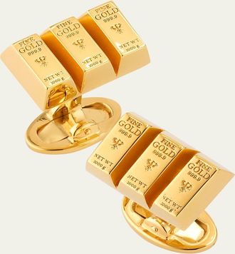 Jan Leslie Mens 18K Gold Vermeil Bullion Bar Cufflinks
