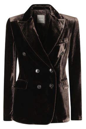 Kiltie Lauren Brown Double-Breasted Velvet Blazer