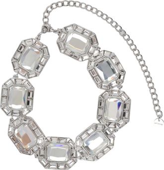 Self Portrait Geometric Statement Brass Glass Stone Necklace
