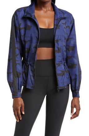 Blanc Noir Tempest Water Repellent Peplum Jacket in Navy Camo at Nordstrom, Size X-Large