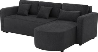 Habitat et Jardin Sof&aacute; Esquinero Convertible/reversible De Tela charles - 3 Plazas - Negro