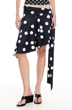 Lioness Safari Asymmetric Midi Skirt in Noir Polka at Nordstrom, Size X-Large