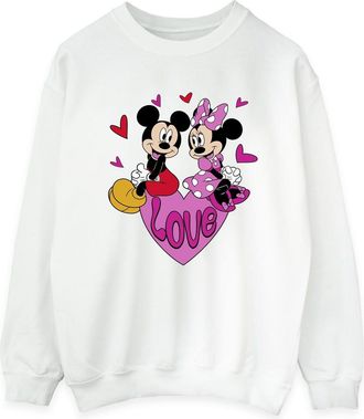 Disney Dames/Dames Love Hearts Mickey & Minnie Mouse Sweatshirt (Wit)