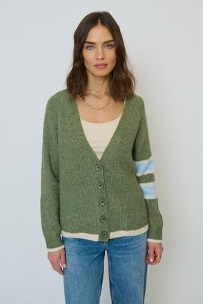 Central Park West Marley Varsity Cardigan in Green at Nordstrom, Size X-Small
