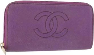 Chanel Pre-owned Wallets, female, Purple, Size: ONE SIZE Pre-owned Vintage Leather Wallet