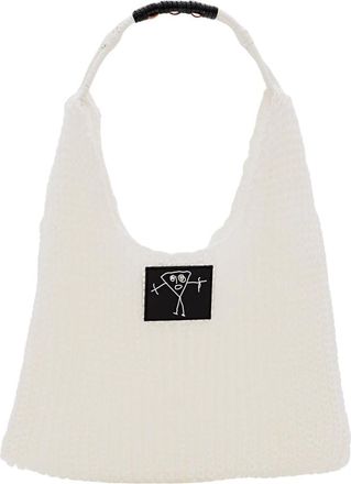 Plan C Mesh Shopper Bag - Dames - Schoudertassen - Wit - ONE Size - Polyester - Tassen