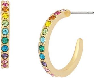 Kurt Geiger Small Pav&eacute; Huggie Hoop Earrings in Gold/Multi at Nordstrom