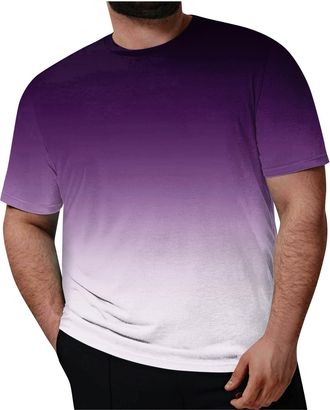 Generic Tee Shirts for Men Adult, Plus Size Cotton Shirt Short Sleeve Crew Neck T-Comfort Casual Base Tops Funny Golf Mens Polo with Pocket Henley (7XL, Purpl