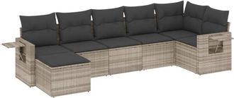 vidaXL Set De Sof&aacute;s De Jard&iacute;n 7 Pzas Con Cojines Rat&aacute;n Pe Gris Claro Vidaxl