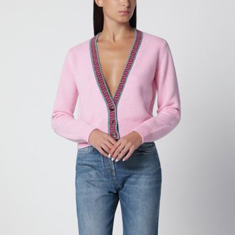Versace Cardigan rosa in lana e cashmere
