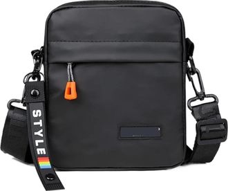 Generic Compatible For Men Simple Mini Crossbody Bag Side Casual Waterproof PU Leather Shoulder Business Small Messenger Sling Bags(Black)