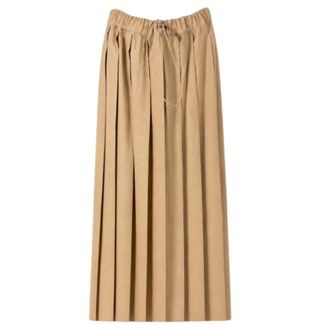 Fabiana Filippi Midi Skirts, female, Brown, Size: XS Drawstring-Fastening Pleated Midi Skirt