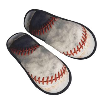 Generic Fuzzy Slippers Baseball Portable Cotton Slippers Reusable Anti-Slide Slipper For Men Guest Room Travel L