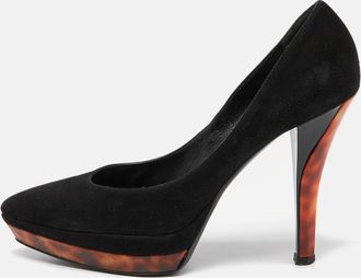 Casadei Black Suede Platform Pumps